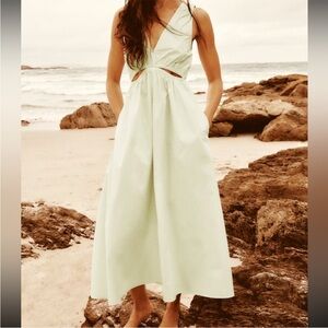 ZARA CUT OUT GABARDINE MIDI DRESS